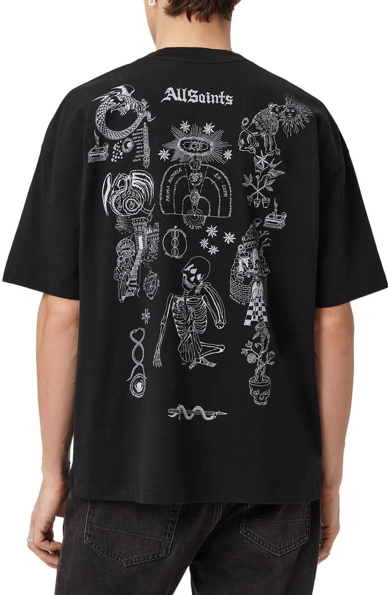 AllSaints Terra Cotton Graphic T-Shirt, Alternate, color, Jet Black