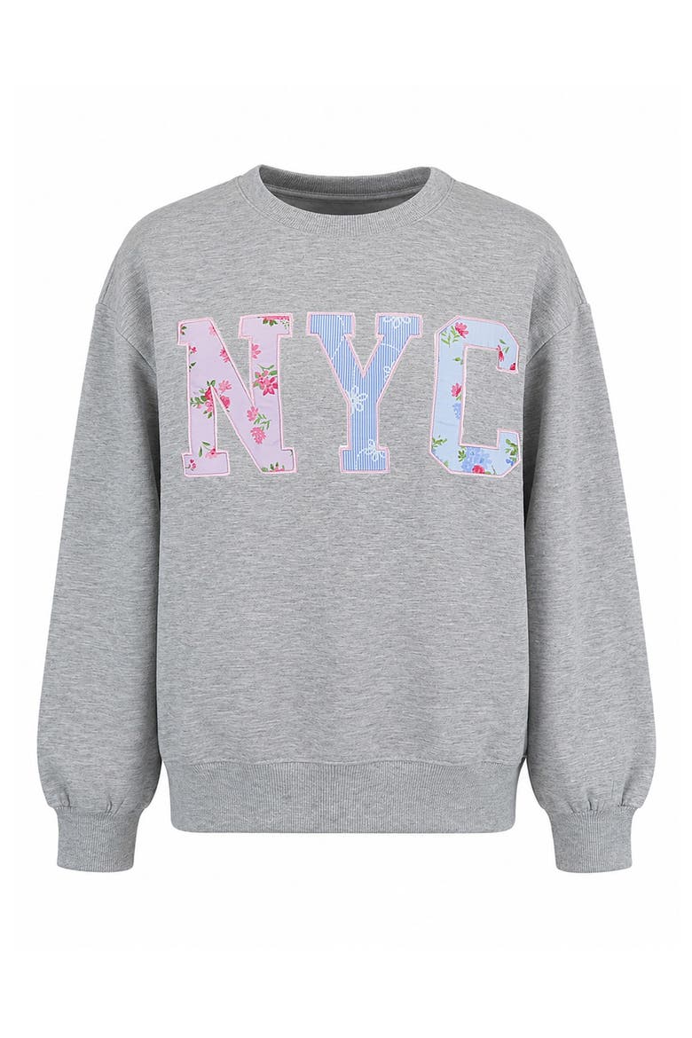 Kids' NYC Oversized Graphic Sweatshirt, Main, color, HEATHER GREY
