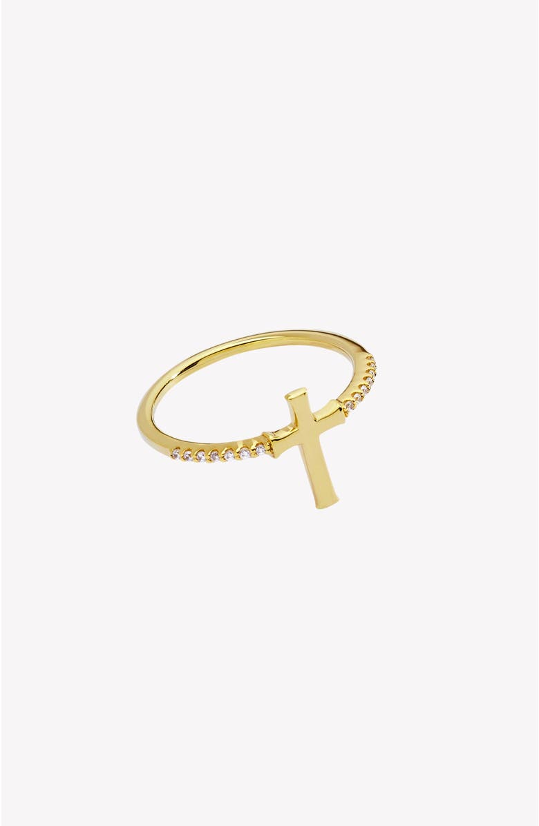 Rizen Jewelry Luminous Cross Pavé Ring, Alternate, color, 18K Gold Plated