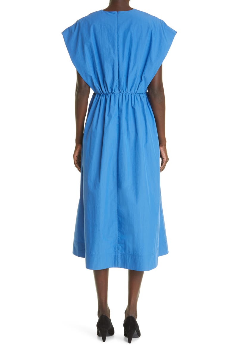 Gathered A-Line Poplin Midi Dress, Alternate, color, CORNFLOWER