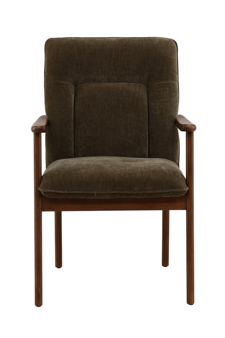 Vera Velvet Upholstered Dining Chair with Wood Frame, Alternate, color, Olive