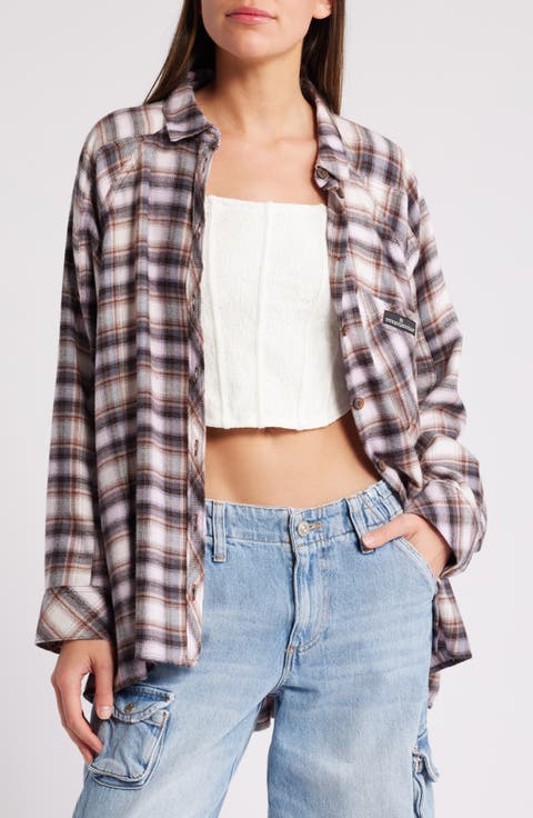 Brendon Plaid High-Low Hem Button-Up Shirt