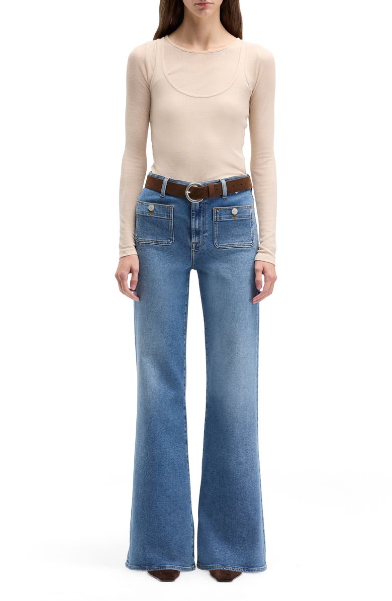 Seven Modern Dojo Tailorless High Waist Flare Jeans, Alternate, color, Oceanstone