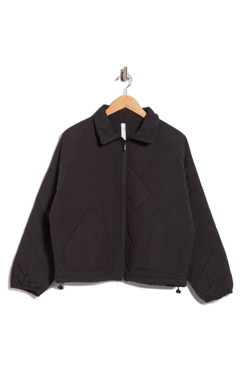 Z by Zella Wander Diamond Quilted Jacket, Alternate, color, Black