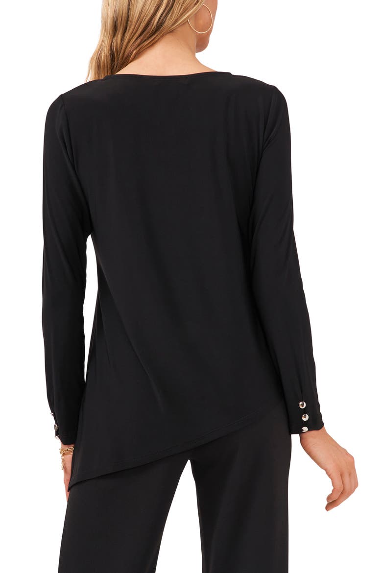 Button Sleeve Asymmetrical Top, Alternate, color, RICH BLACK