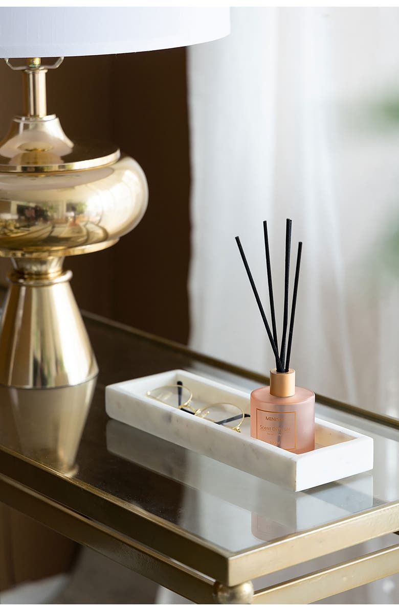 A & B Home Long Marble Tray, Alternate, color, White