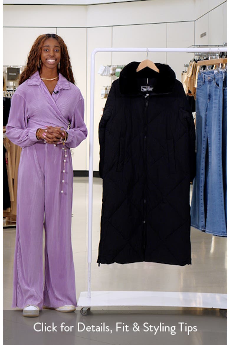 Dida Faux Fur Trim Water Repellent Down Puffer Coat video