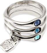 UNODE50 Sterling Silver-Plated Triple Ring with Red Crystals