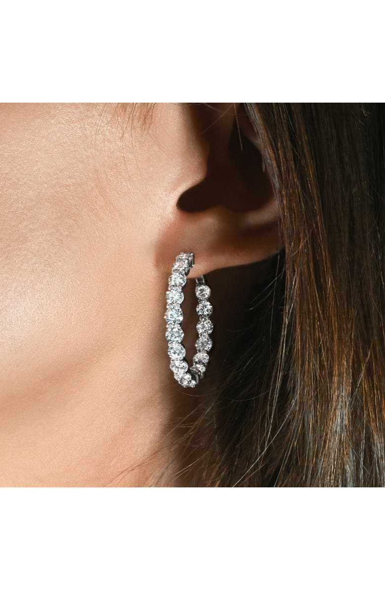 Bliss Diamond 7Ct TW Round Diamond Inside Outside Hoops Vault Lock 14k Gold Lab Grown, Alternate, color, 14K White Gold