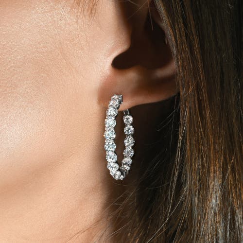 Bliss Diamond 7ct Tw Round Diamond Inside Outside Hoops Vault Lock 14k Gold Lab Grown In Silver