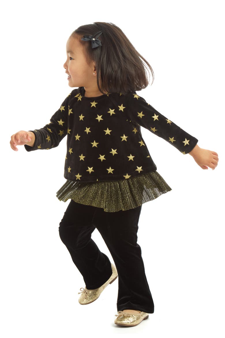 Camilla Star Print Velvet Top, Tanki & Pants Set, Alternate, color, BLACK