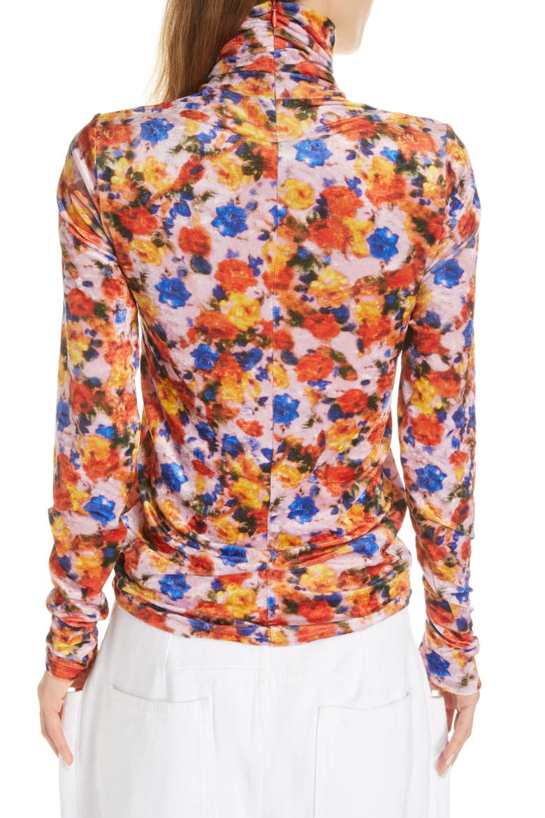 Giloyela Floral Crushed Velvet Turtleneck, Alternate, color, ORANGE