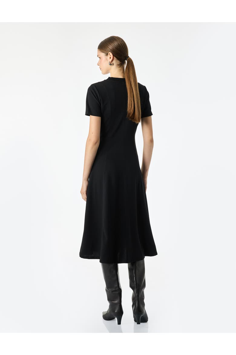 Short Sleeve Crew Neck Flare Dress, Alternate, color, BLACK