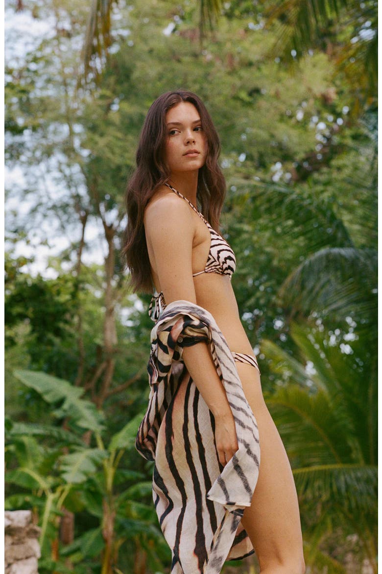 Playa Oversize Linen Cover-Up Shirt, Alternate, color, SHELL STRIPE