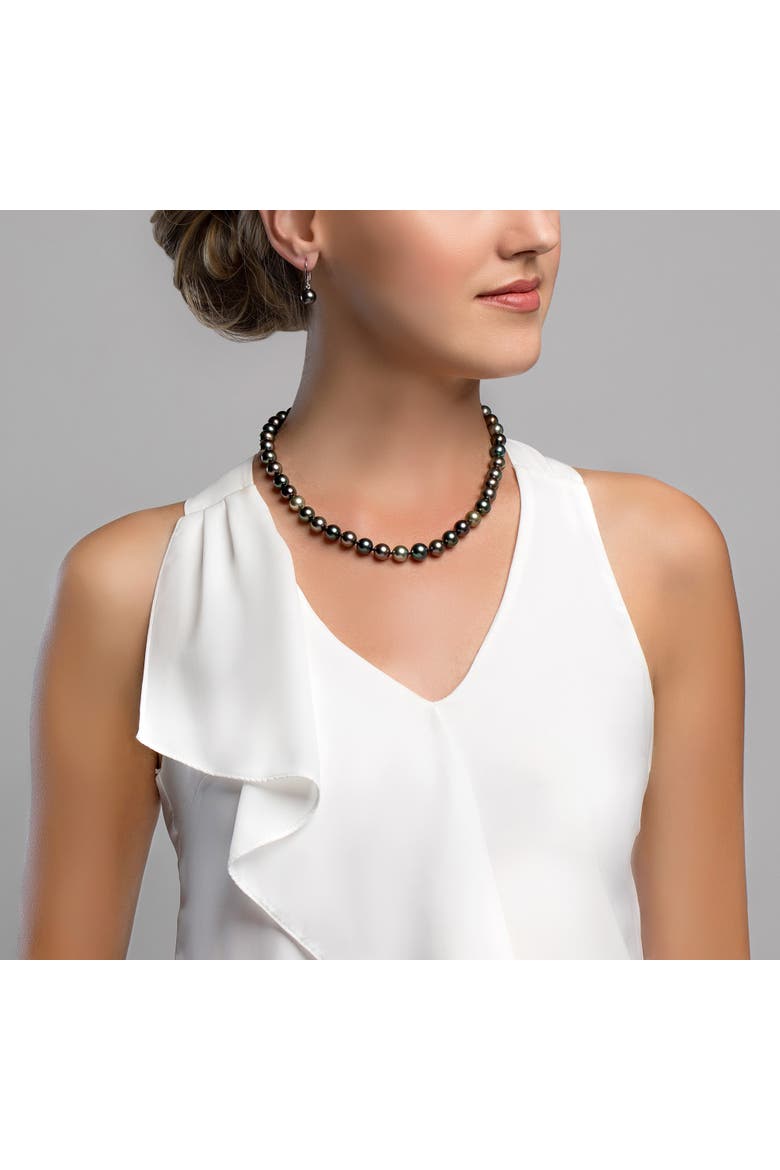 10-11mm Tahitian Multicolor Pearl Necklace - Premier AAAA Quality, Alternate, color, Yellow Gold Clasp