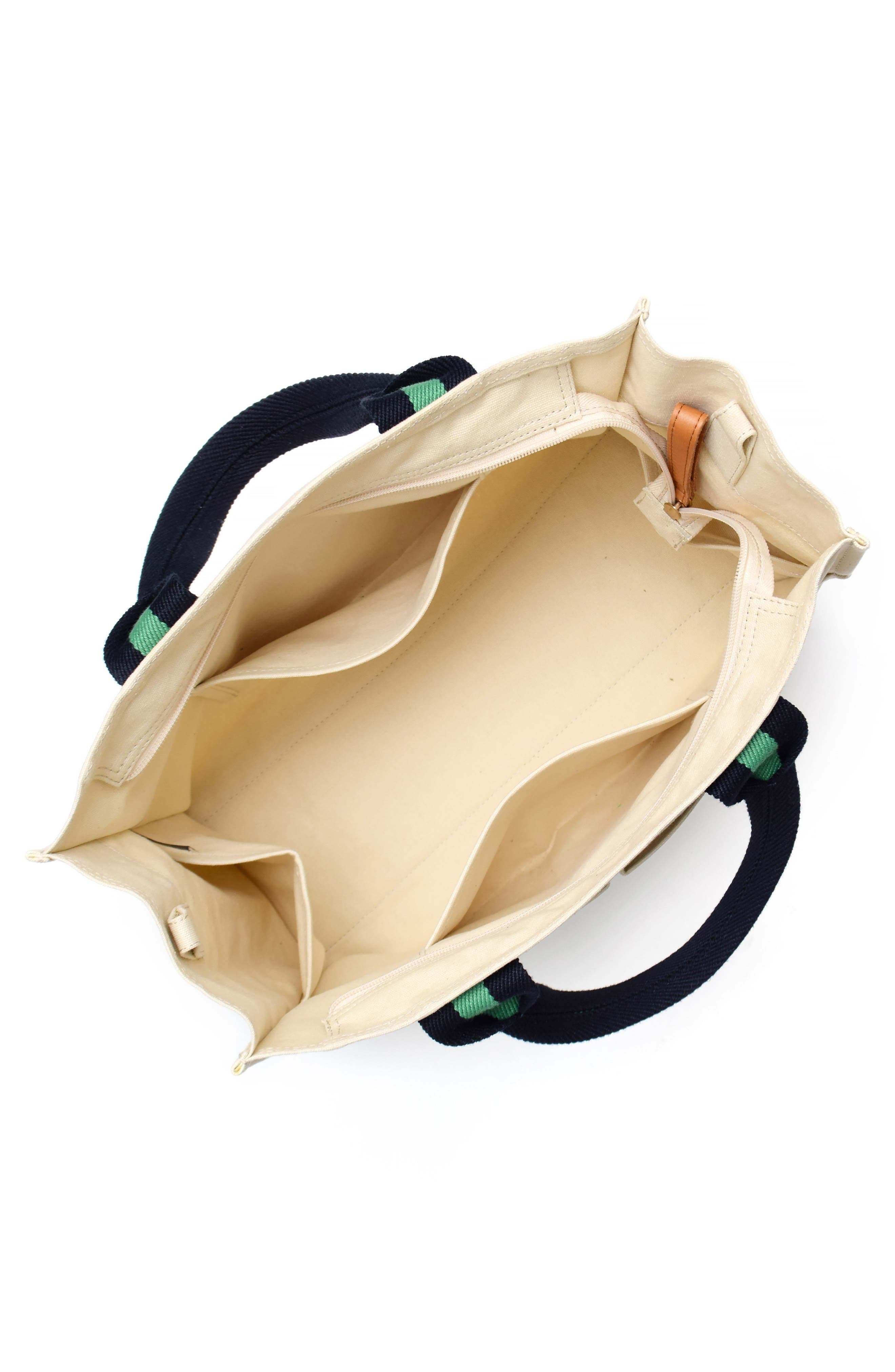 New Amsterdam Leatherworks Zinia Canvas Satchel, Alternate, color, Natural/ Kelly