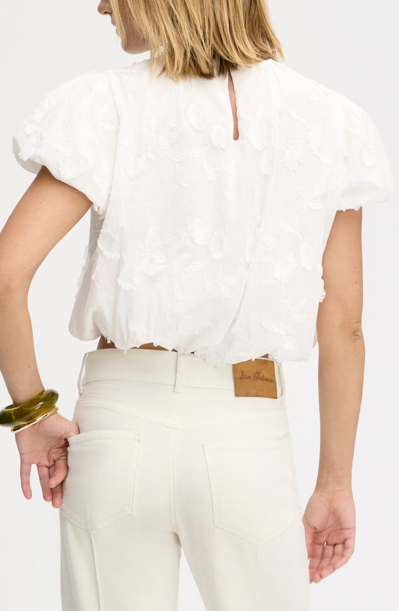 Sam Edelman Embroidered Floral Cotton Bubble Top, Alternate, color, Bright White