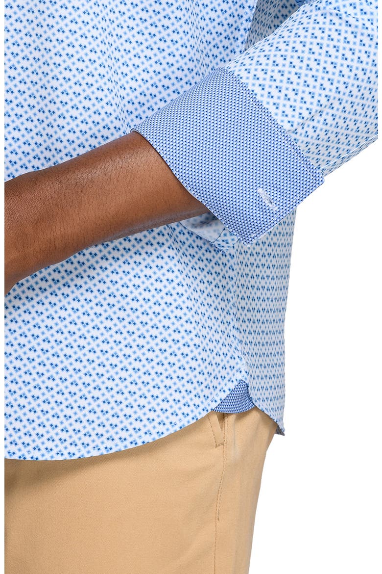 Square Geo Woven Long Sleeve Basic, Alternate, color, WHITE/BLUE