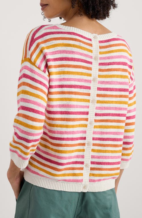 Seasalt Cornwall Knavock Stripe Organic Cotton & Linen Sweater In Red