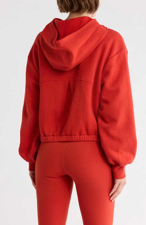 Z By Zella Feather Fleece Cinch Hem Pullover Hoodie In Red