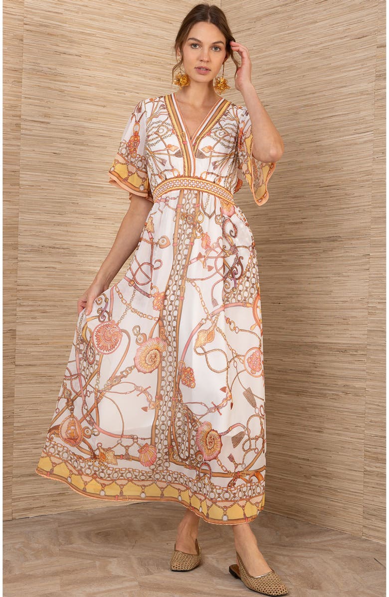 Hale Bob Neve Chiffon Dress, Main, color, Gold