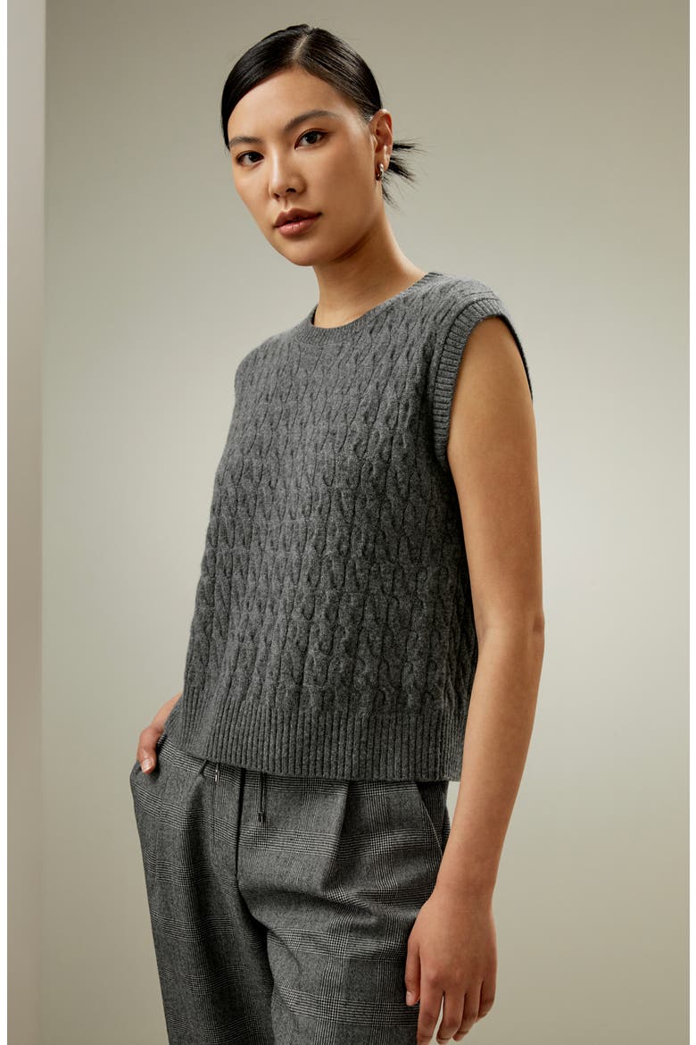 Women's Baby Cashmere Sweater Vest, Alternate, color, Medium Gray