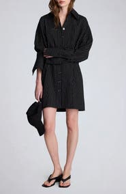 Kenneth Cole Pinstripe Long Sleeve Shirtdress