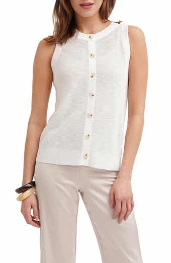 Button Front Sleeveless Sweater