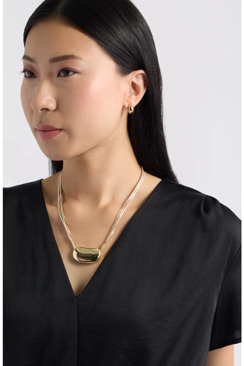 Orb Pendant Layered Chain Necklace, Alternate, color, GOLD- SILVER