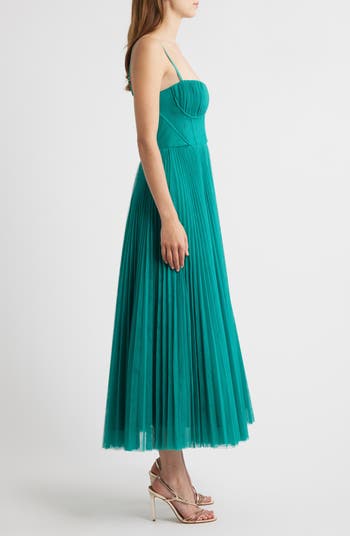 Plunge Neck Tiered Tulle Dress