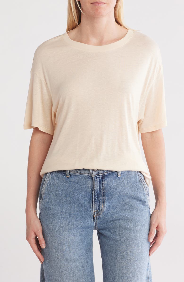 Alice + Olivia Evan Oversize Cotton & Linen T-Shirt, Main, color, 