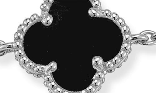 Chloe & Madison Chloe And Madison Onyx Clover Station Bracelet In Silver