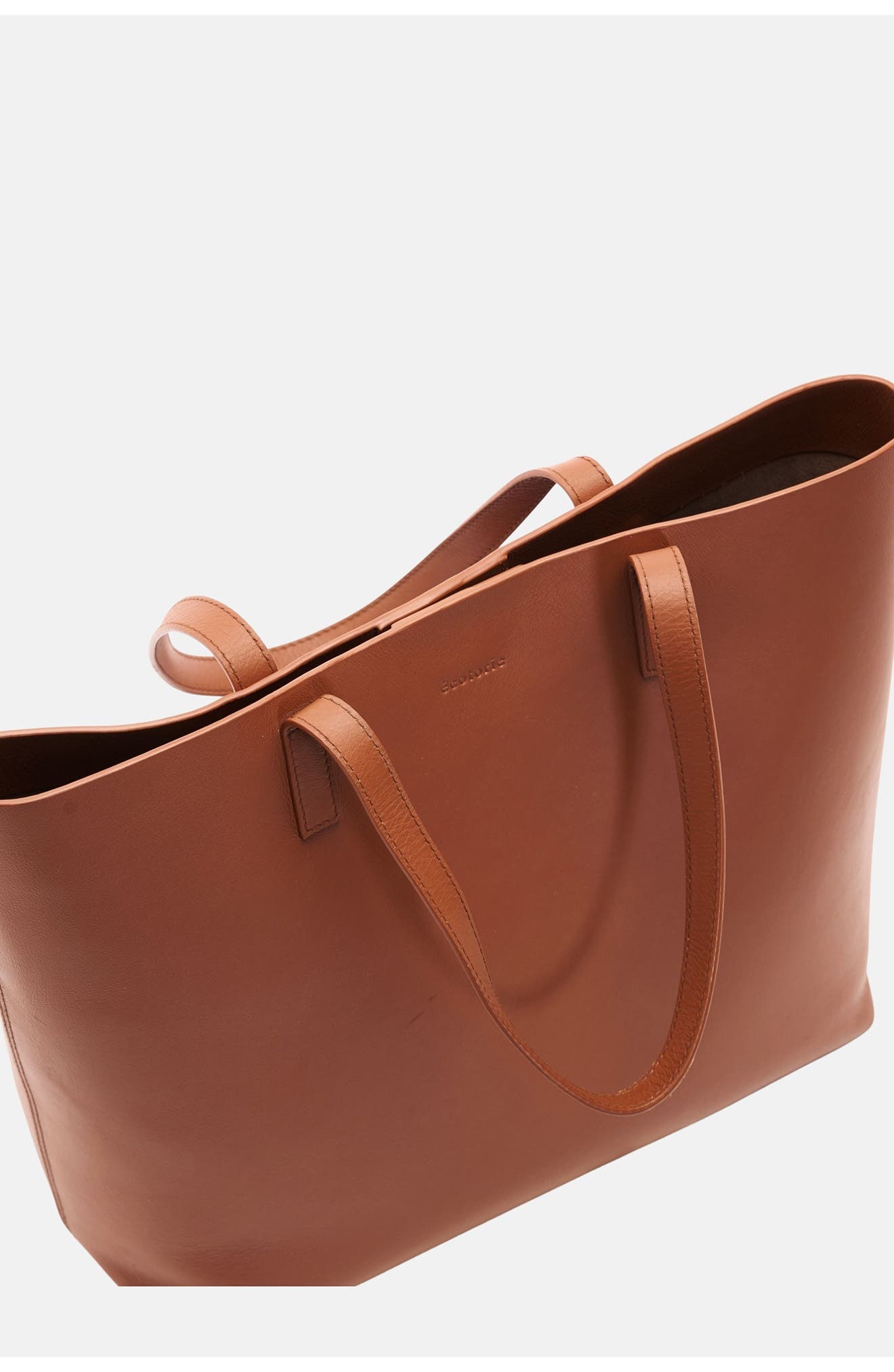Agatha Leather Tote, Alternate, color, COGNAC