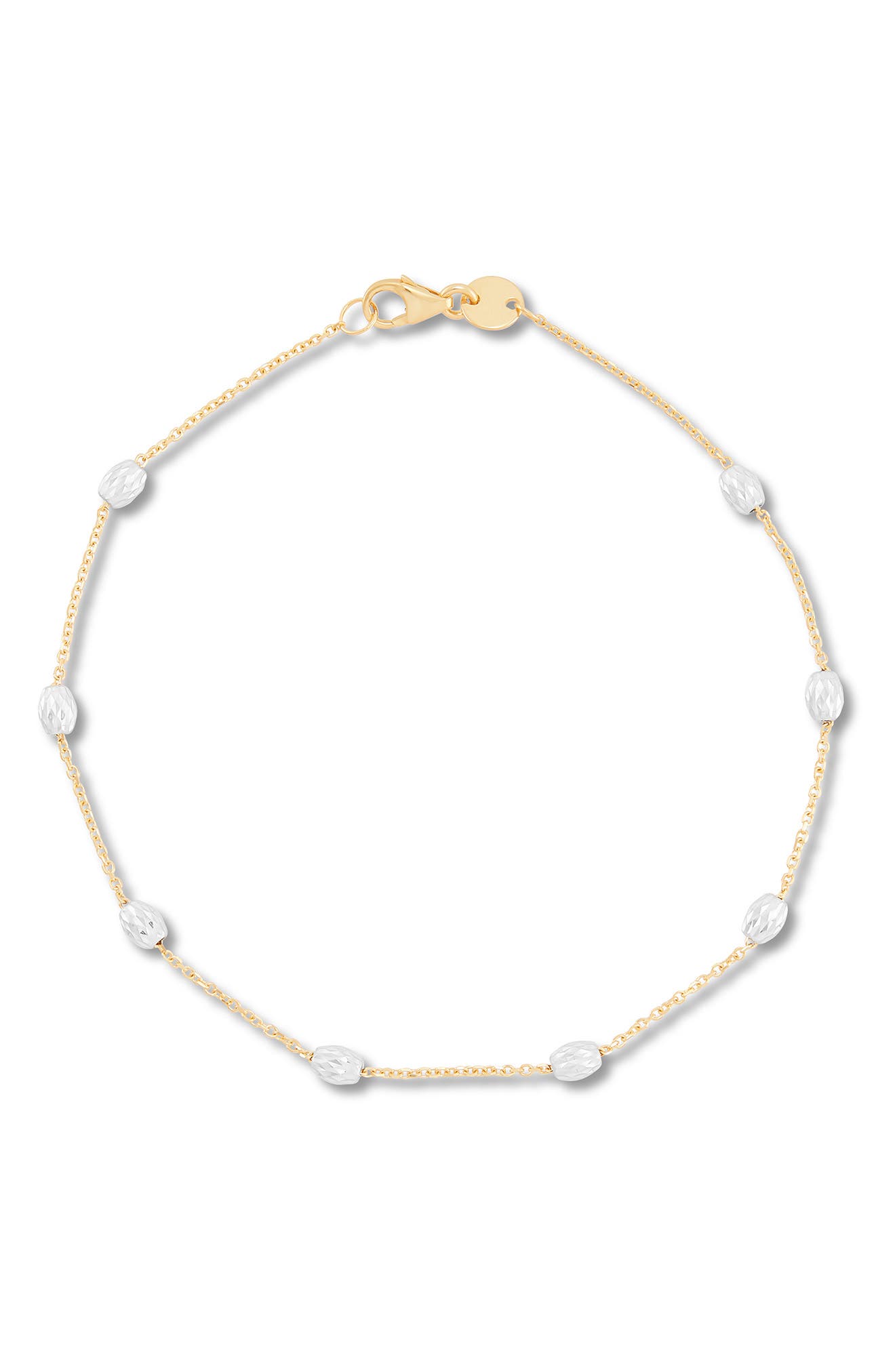 Frankie & Zoe Two-Tone Textured Beaded Station Chain Bracelet