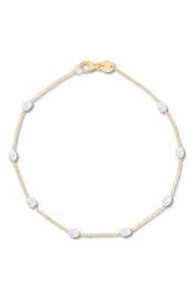 Frankie & Zoe Two-Tone Textured Beaded Station Chain Bracelet