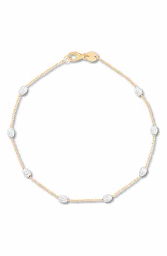 Frankie & Zoe Two-Tone Textured Beaded Station Chain Bracelet