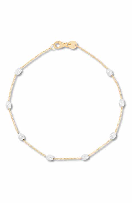 Frankie & Zoe Two-Tone Textured Beaded Station Chain Bracelet
