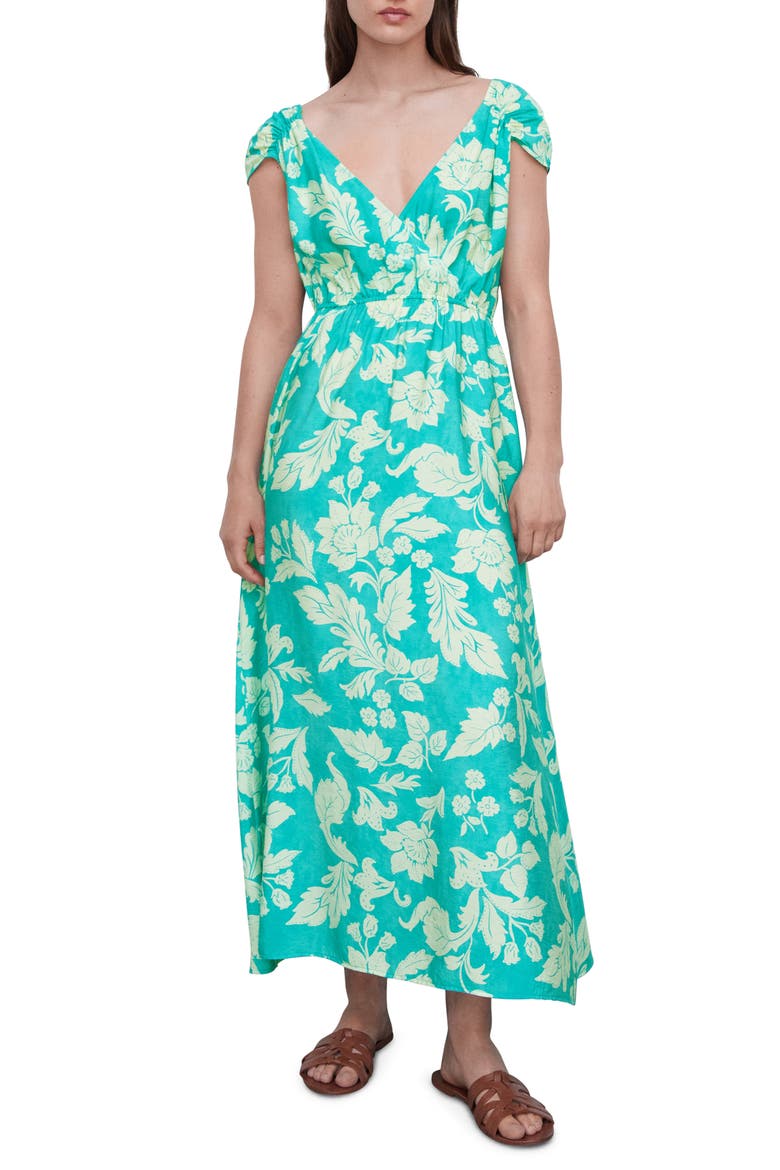 Floral Ruched Dress, Main, color, TURQUOISE