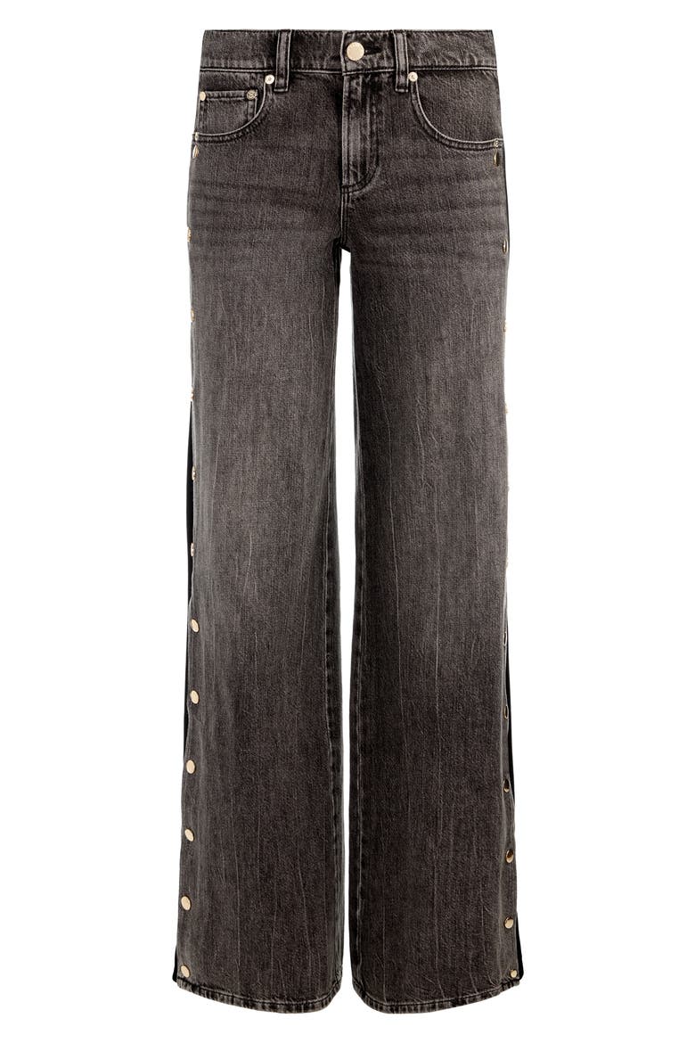 Amazing Stud Detail Knit Side Panel Wide Leg Jeans, Alternate, color, GEORGIA VINTAGE BLACK