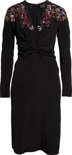 Etro★素敵！Embellished Long Sleeve Silk Crepon Midi Dress Etro Embellished Long Sleeve Silk Crepon Midi Dress | Nordstrom