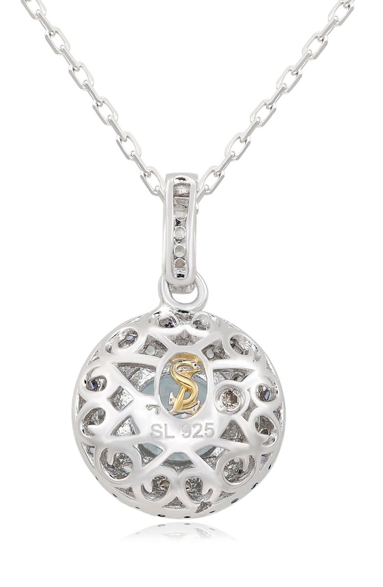 SUZY LEVIAN Semiprecious Stone & White Topaz Double Halo Pendant Necklace, Alternate, color, Blue