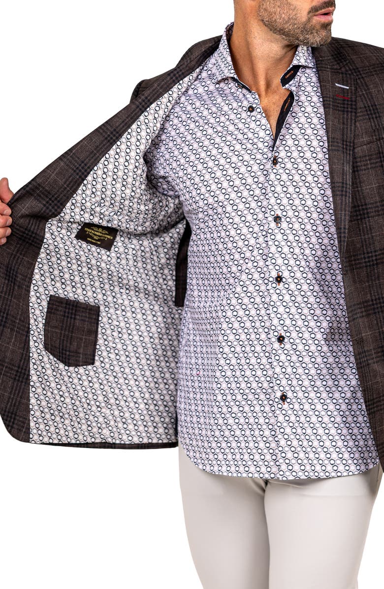 Maceoo Socrate Marthyr017 Brown Plaid Slub Virgin Wool Sport Coat, Alternate, color, Brown