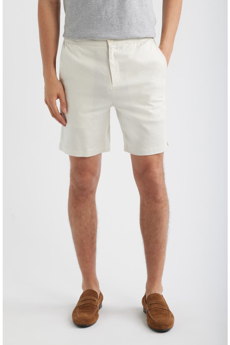 Aerolinen Linen Blend Shorts, Main, color, IVORY