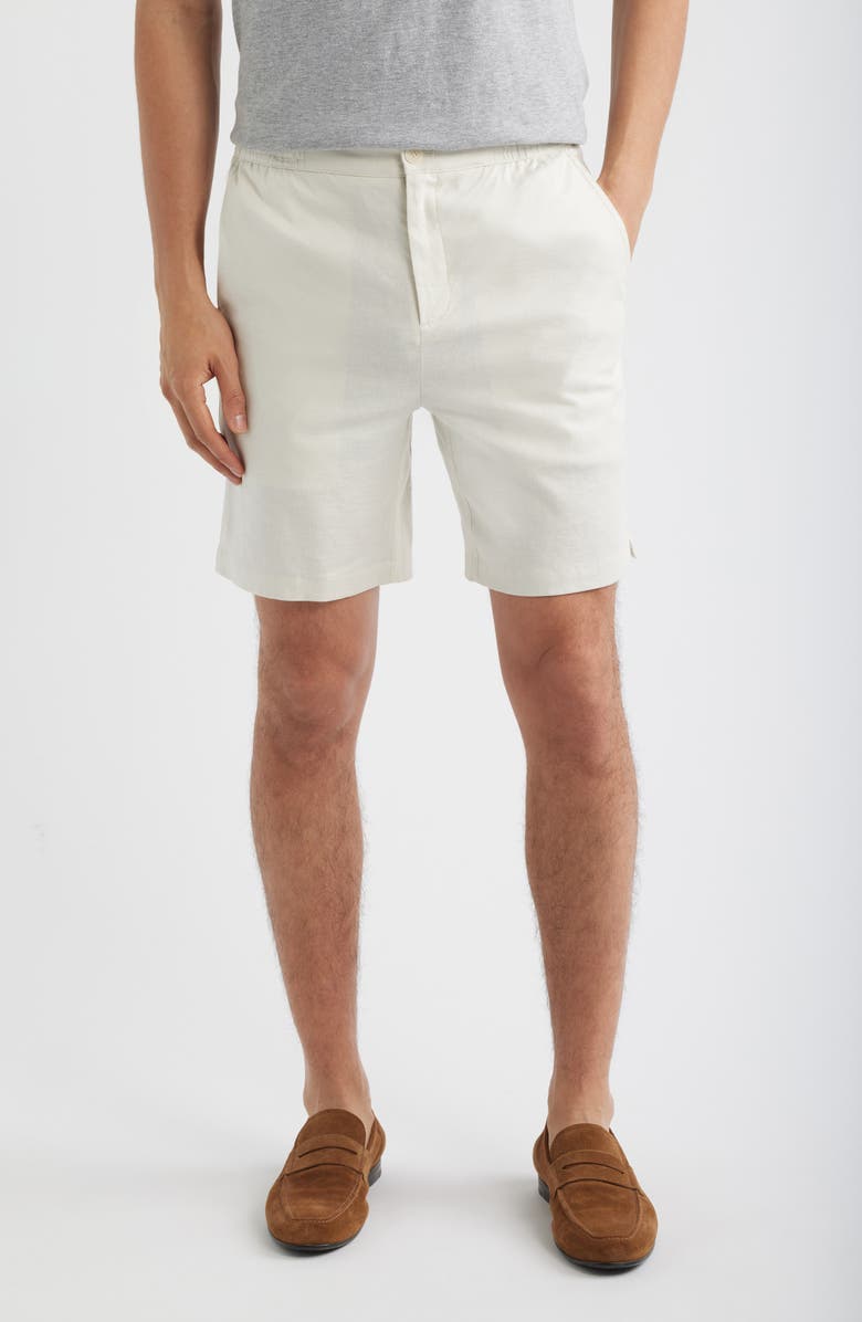 Bugatchi Aerolinen Linen Blend Shorts, Main, color, Ivory