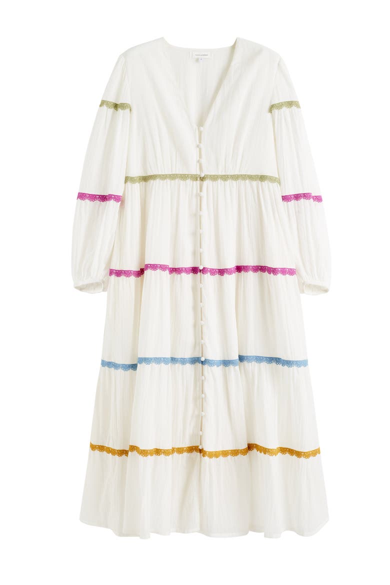 Cotton Rainbow Scallop Dress, Alternate, color, Cream