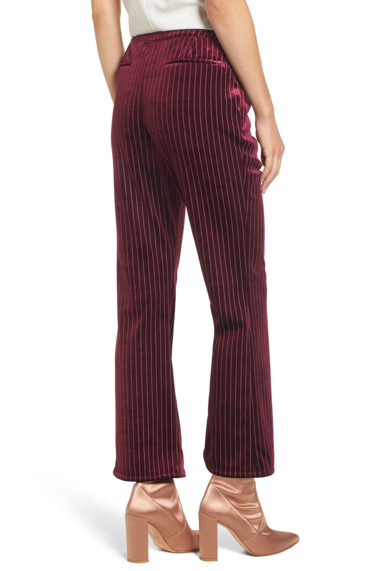 Velour Ankle Trousers, Alternate, color, RED TANNIN DOTTED STRIPE