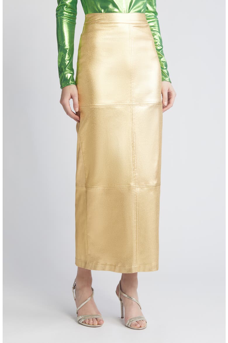 Iggy Metallic Maxi Skirt, Main, color, GOLD