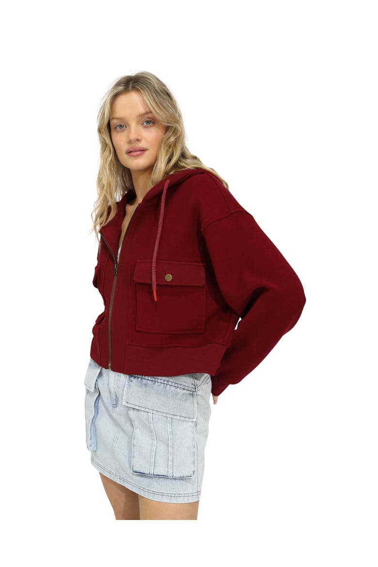 Fireside Cropped Utility Zip Jacket, Alternate, color, Red Overflow