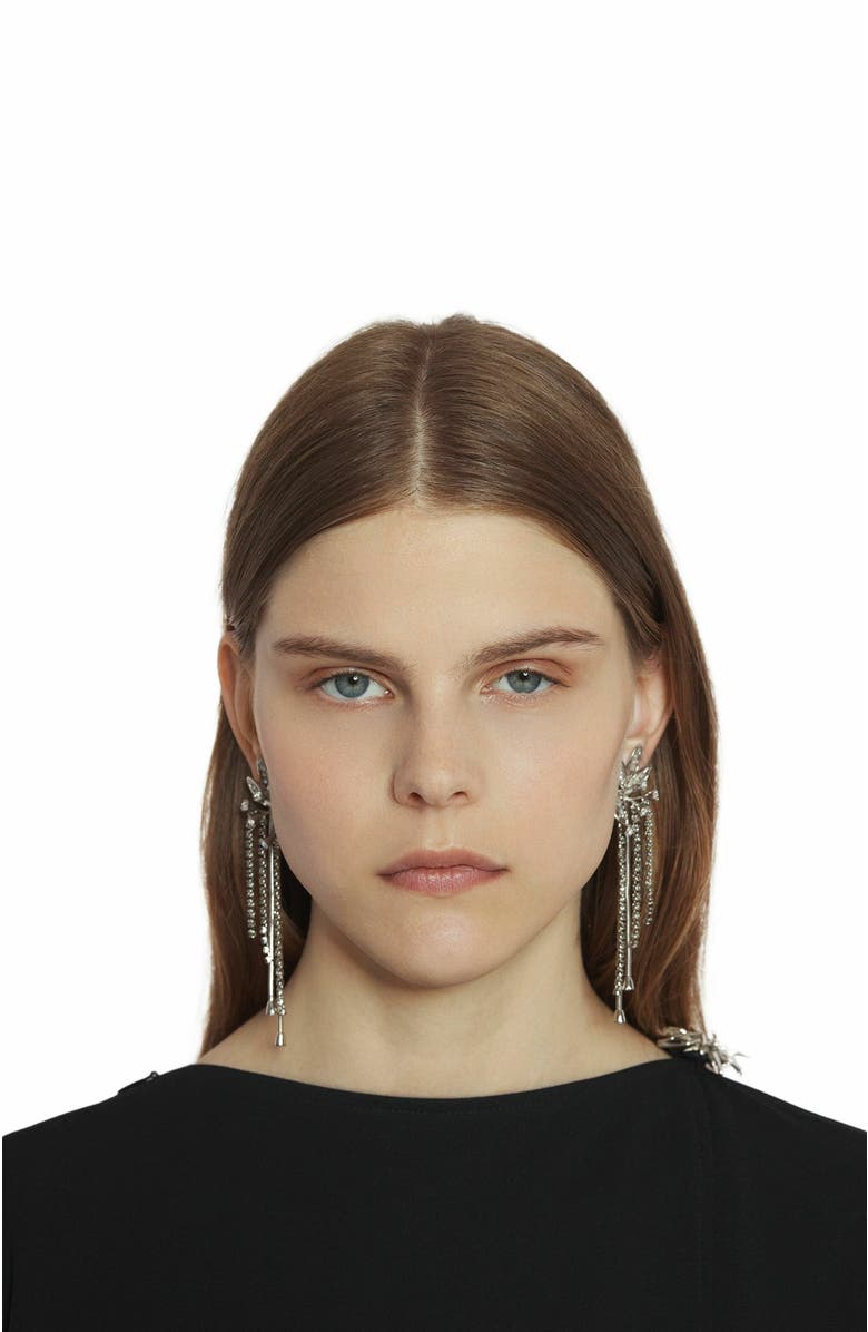 Lanvin Aede Earrings, Alternate, color, Silver-Crystal