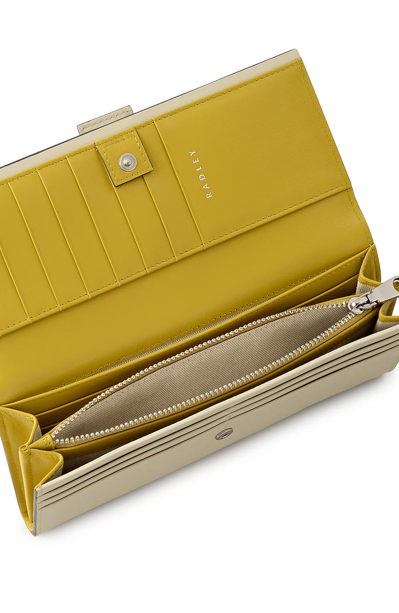 Radley Sloane Large Leather Flapover Wallet, Alternate, color, Snow